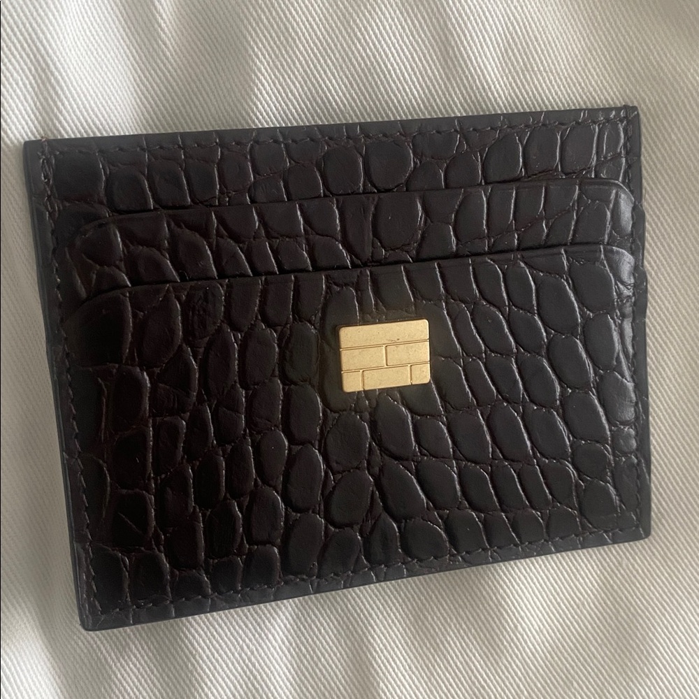 FRAME Black Croc-Embossed Card Holder - Picture 2 of 3